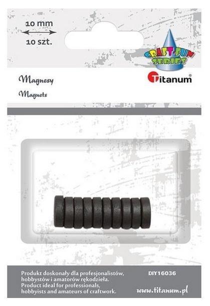 Magnesy okrągłe czarne 10mm 10szt, Titanum
