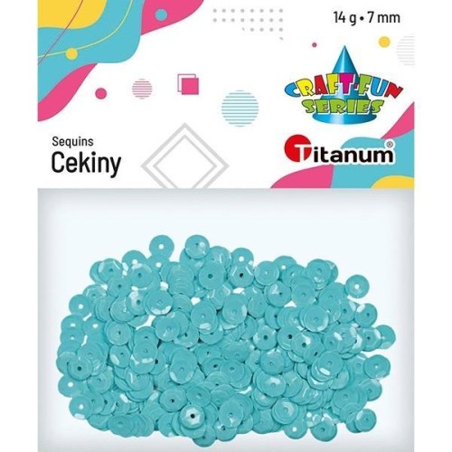 Cekiny 7mm okrągłe pastelowe 14g lazurowe, Titanum