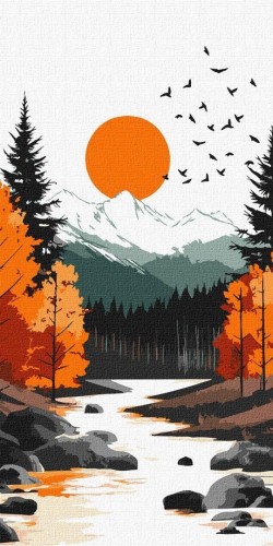 Malowanie po numerach -Żółty księżyc 40x80cm