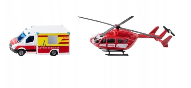 Siku Super - Mercedes-Benz Ambulans + Helikopter
