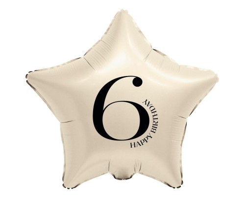 Balon foliowy Gwiazda kremowa cyfra 6 44cm