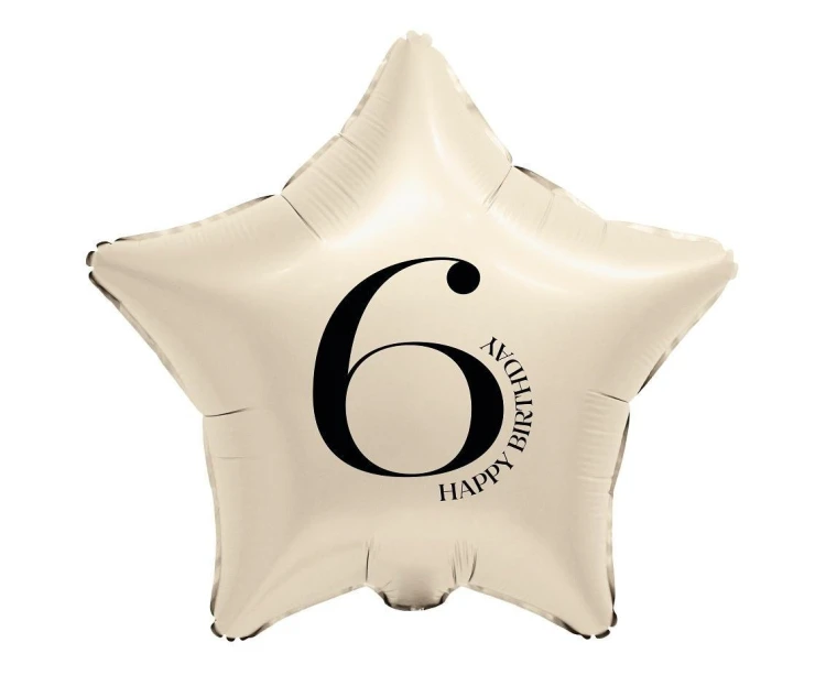 Balon foliowy Gwiazda kremowa cyfra 6 44cm