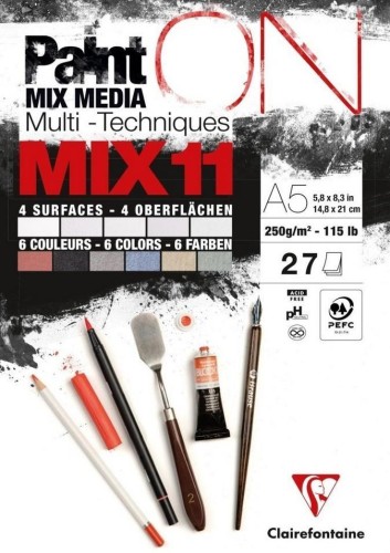 Blok A5 papierów mix11 250g 27ark, Clairefontaine