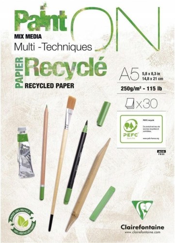 Blok A5 papier z recyklingu 250g 30ark