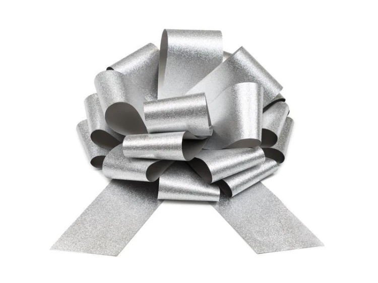 Kokarda dekoracyjna DIY srebrny 30cm, PartyDeco