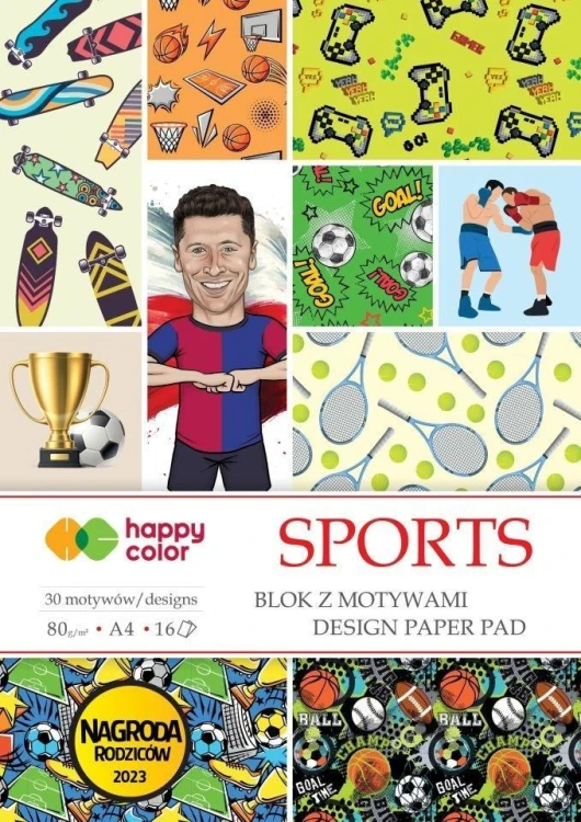 Blok z motywami Sports A4 16 ark HAPPY COLOR, GDD