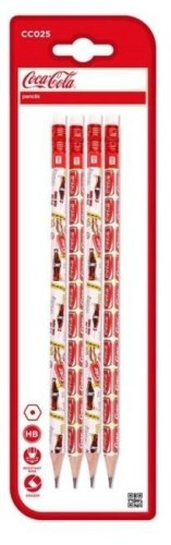 Ołówek HB z gumką Coca-Cola 4szt, MP Main Paper