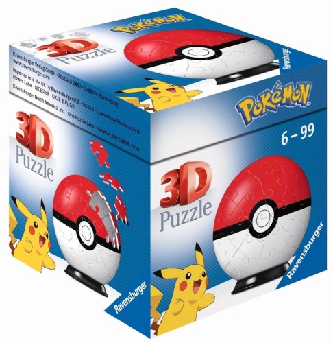 Puzzle 3D 54 Kula Pokemon czerwona, Ravensburger