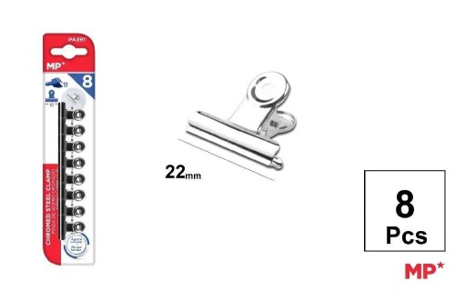 Klipsy biurowe metalowe srebrne 22mm 8szt