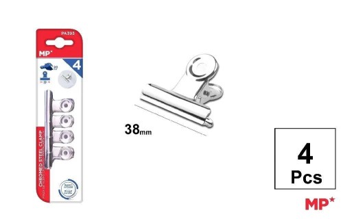 Klipsy biurowe metalowe srebrne 38mm 4szt