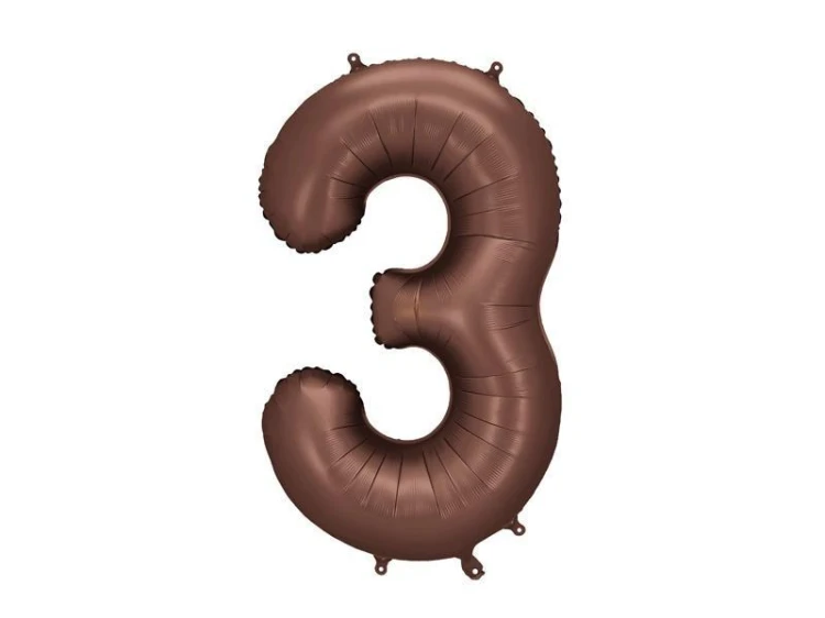 Balon foliowy cyfra 3 86cm mocca