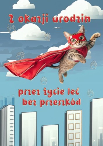 Kartka okolicznościowa W dniu urodzin kot