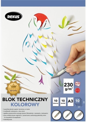 Blok techniczny A3/10K kolorowy barwiony, Beniamin