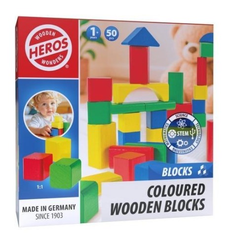 Drewniane kolorowe klocki 50el, Tactic