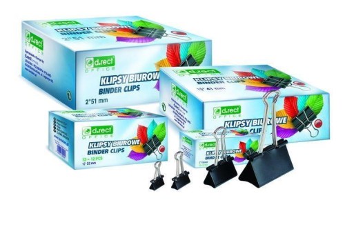 Klipsy biurowe 32mm 12szt D.RECT, D.RECT