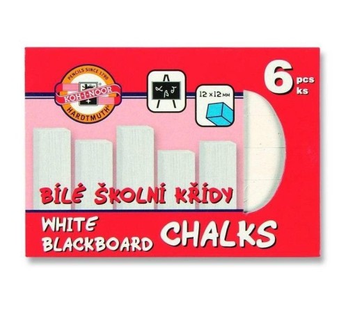 Kreda szkolna do tablic biała 6szt, Koh-I-Noor