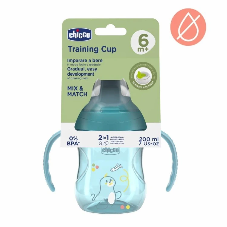 Kubek z twardym ustnikiem 200ml turkusowy 6m+