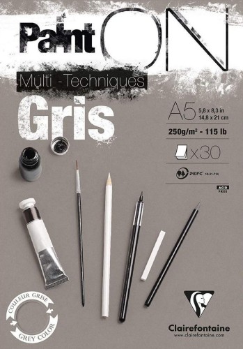 Blok A5 papier szary 250g 30ark, Clairefontaine