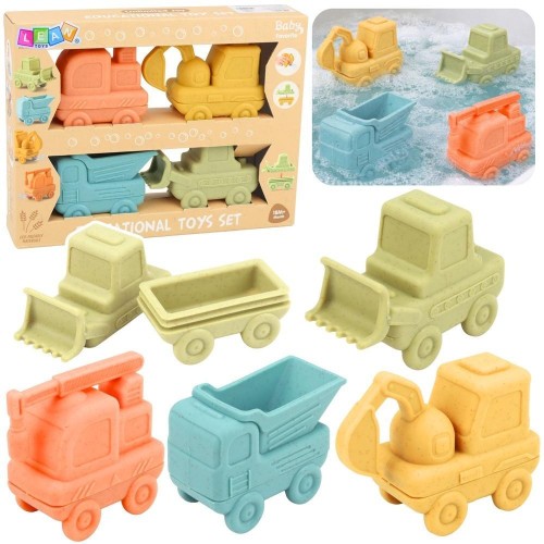 Zabawki do kąpieli pojazdy gumowe 4szt., Leantoys