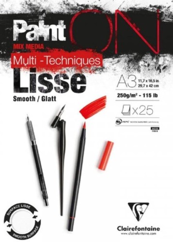 Blok A3 biały gładki 250g 25ark, Clairefontaine