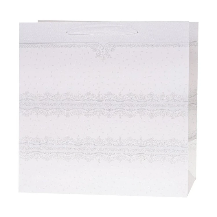 Torebka Lux 37x37x20cm brokat biała ROZETTE