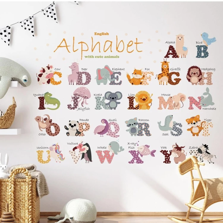 Naklejki na ścianę do pokoju dziecka alfabet