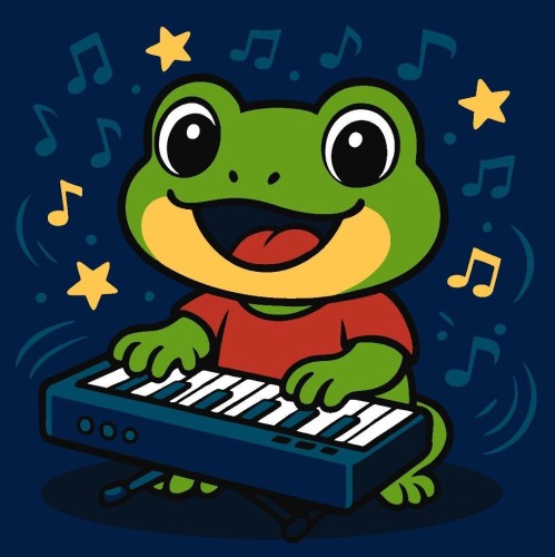 Malowanie po numerach - Żaba z pianinem Kids