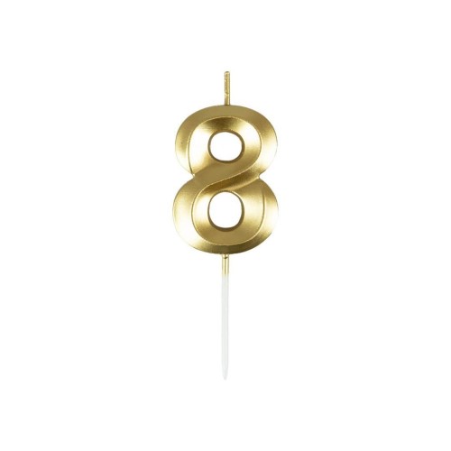 Świeczka cyferka 8 złota