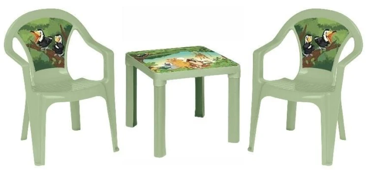 Stolik i dwa krzesła pastel zielony