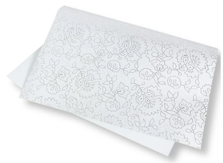 Papier ozdobny brokatowy 140g 40x60cm srebrny 5ark