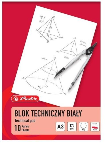 Blok techniczny A3/10K biały (10szt) HERLITZ
