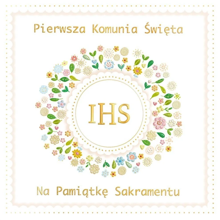 Karnet A5 Komunia Wianek z koronką