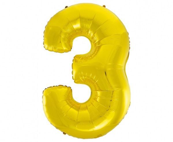 Balon foliowy B&C cyfra 3 złota 92cm