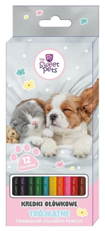 Kredki ołówkowe trójkątne The Sweet Pets 12 kol.