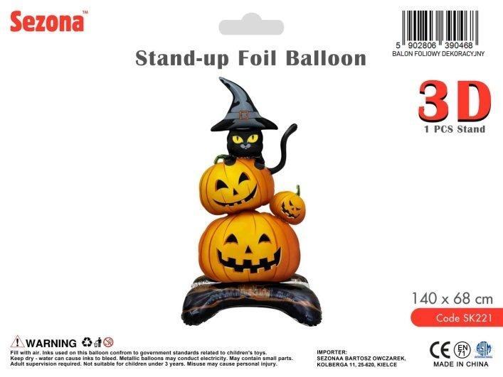 Balon Halloween Dynie i kot 140x68cm