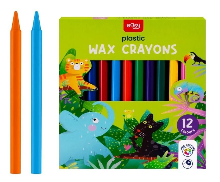 Kredki świecowe plastikowe 12 kolorów EASY