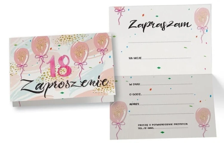 Zaproszenie ZZ-081 Urodziny 18 (5 szt.)