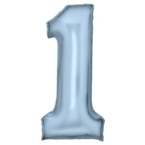 Balon foliowy cyfra 1 pastelowa niebieska 86cm