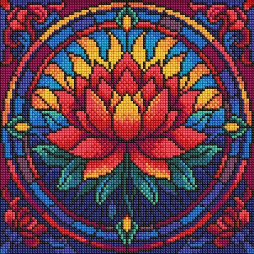 Diamentowa mozaika - Witraż. Lotos 30x30cm, Ideyka