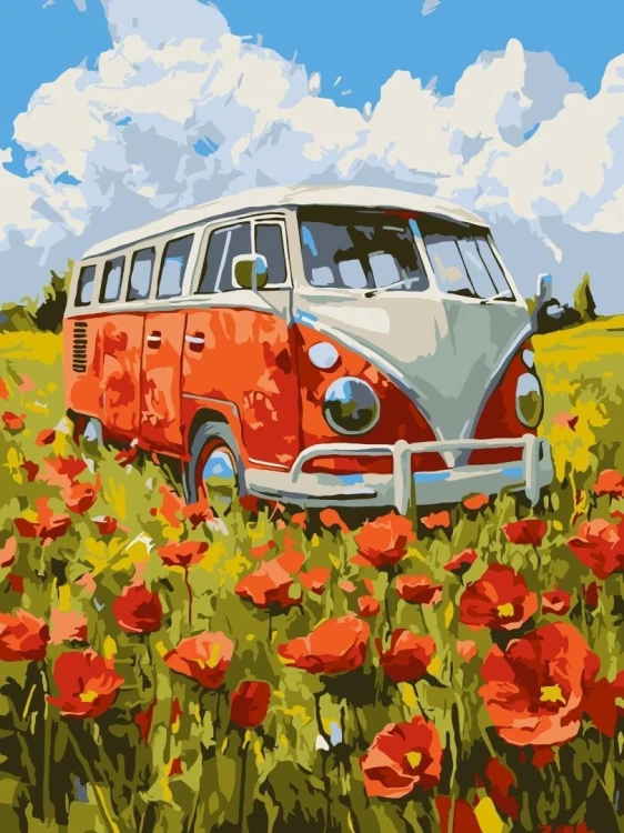Malowanie po numerach - Podróż w czerwone 30x40cm