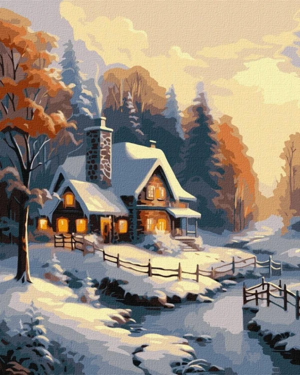 Malowanie po numerach -Zimowy dom 40x50cm, Ideyka