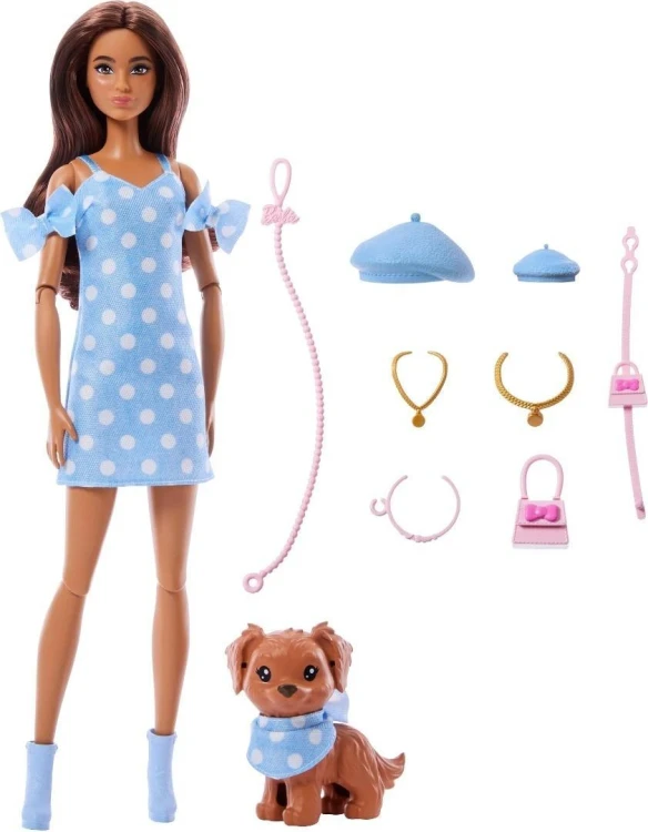 Barbie Jednakowa stylizacja Lalka i piesek Groszki