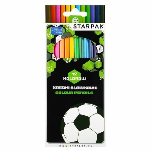 Kredki ołówkowe 12 kolorów Football, STARPAK