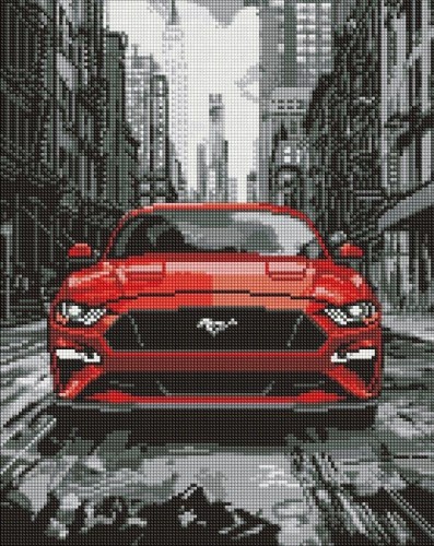 Diamentowa mozaika - Czerwony mustang 40x50cm