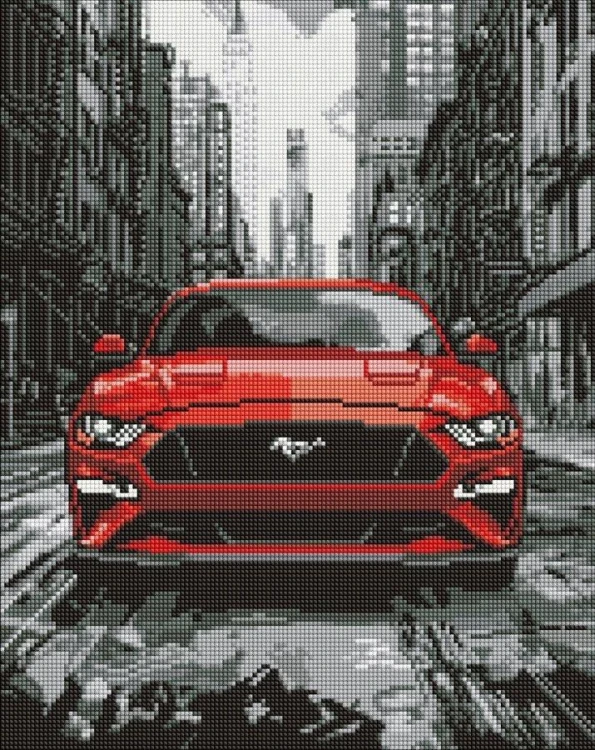 Diamentowa mozaika - Czerwony mustang 40x50cm
