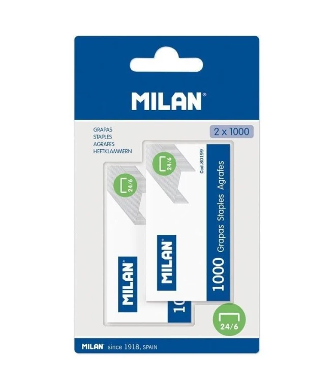 Zszywki metalowe 24/6 1000szt. 2 op. MILAN, MILAN
