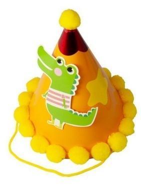 Czapeczka urodzinowa z pomponami Dinozaur