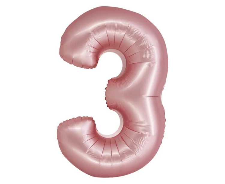 Balon foliowy Smart cyfra 3 j. różowa matowa 76cm