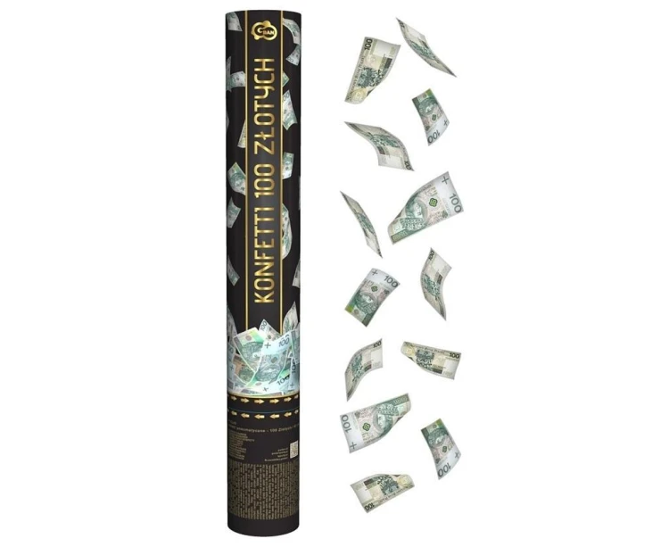 Konfetti pneumatyczne 100 złotych 40cm