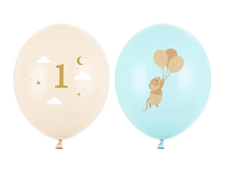 Balony Myszki z cyferką 1 Light Blue 30cm 50szt